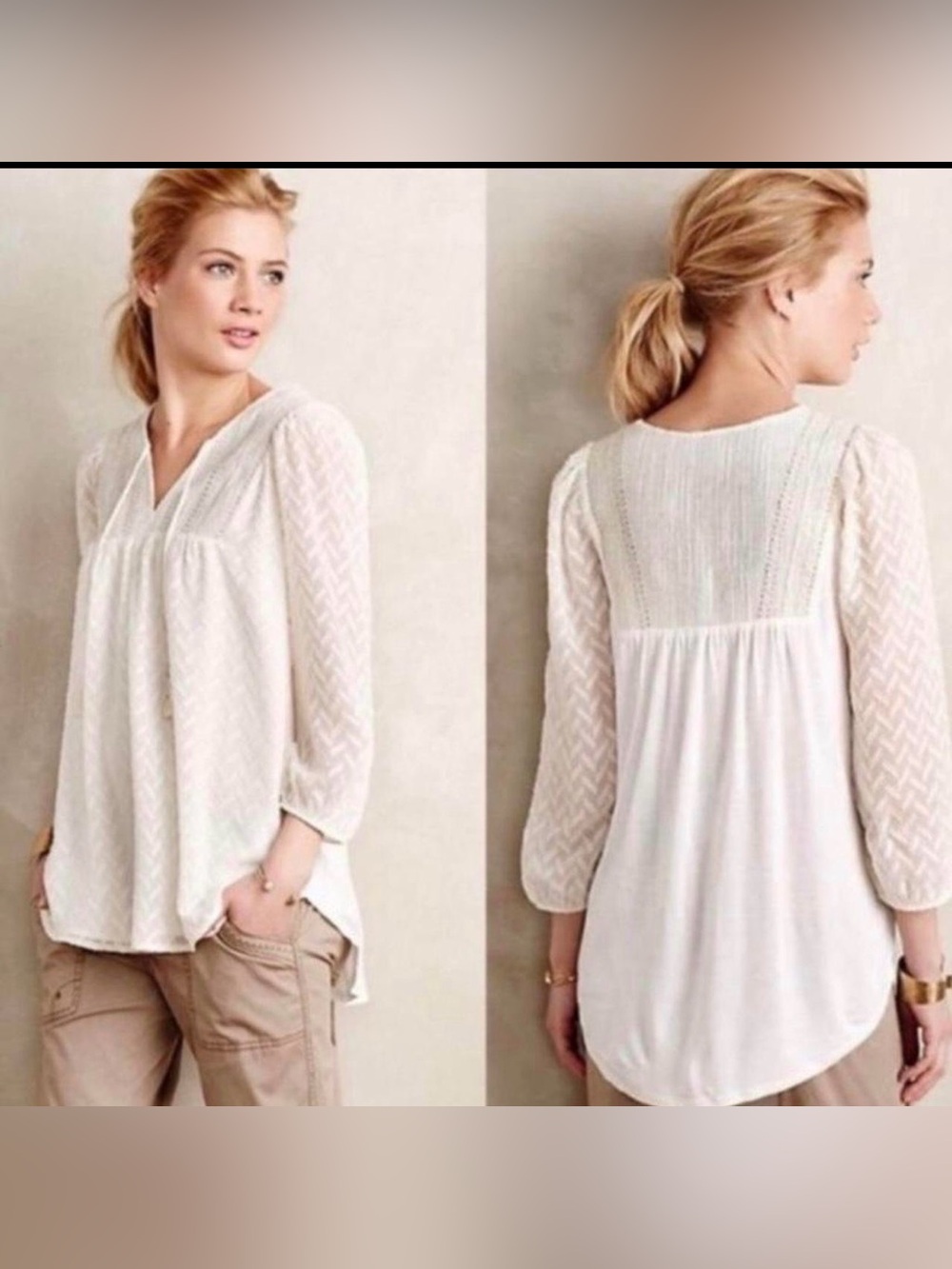Anthropologie One September Attylie Medium Peasant Blouse Embroidered NEW